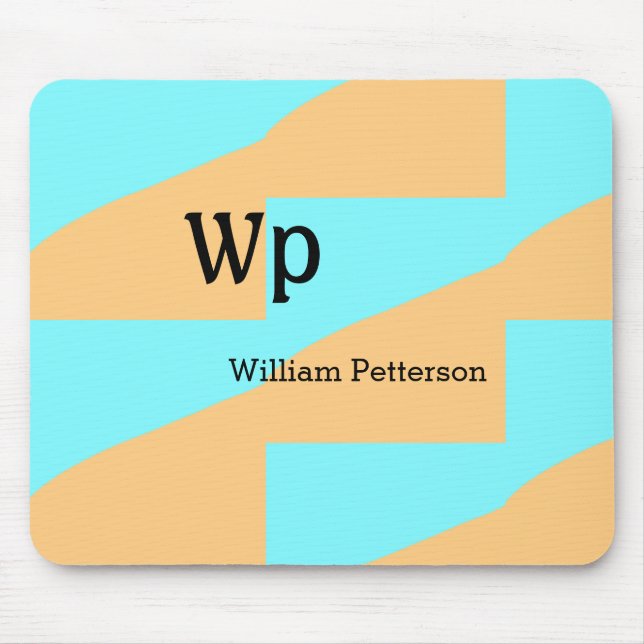 Pastel green blue add name monogram letter title mouse pad (Front)