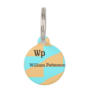 Pastel green blue add name monogram letter title pet tag