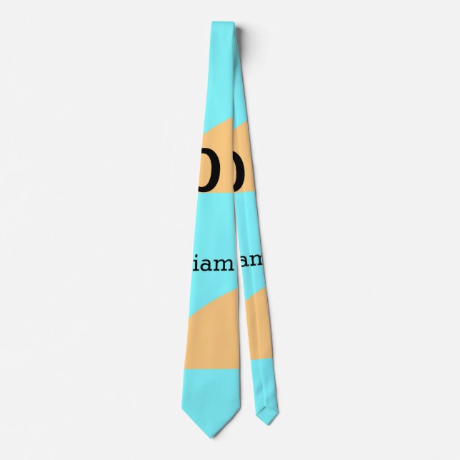Pastel green blue add name monogram letter title tie (Front)