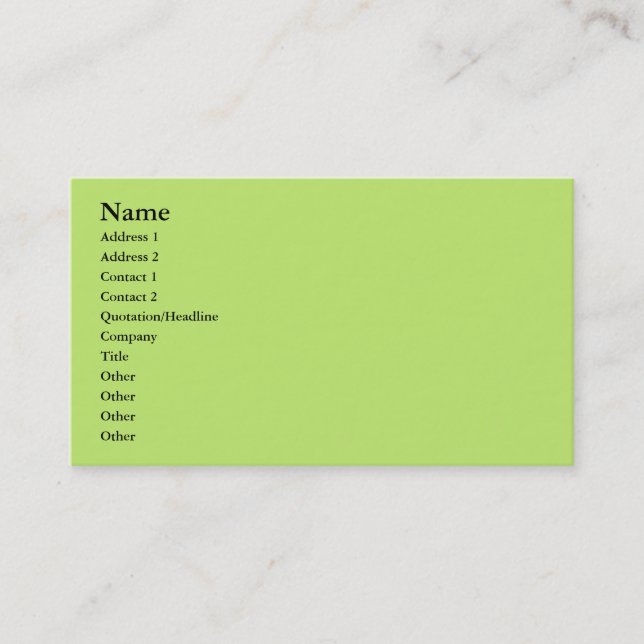 pastel green business card (Front)