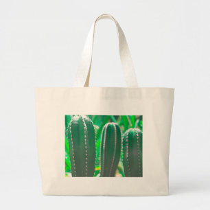 Pastel Green cactus plant leaves Large Tote Bag