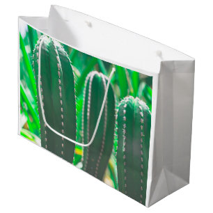 Pastel Green cactus plant leaves pastel Large Gift Bag