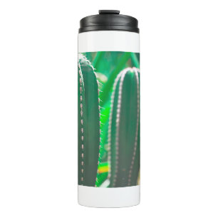 Pastel Green cactus plant leaves Thermal Tumbler
