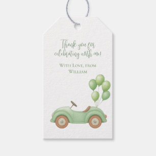 Pastel Green Car & Balloon Gift Tag