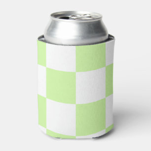 Pastel Green Chequerboard Retro Modern Checks Can Cooler