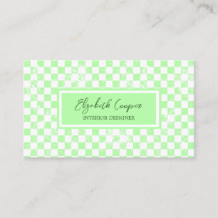 Pastel Green Chequered Board Business Card