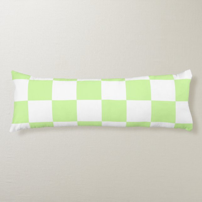 Pastel Green Chequered Gingham Pattern Body Cushion (Front)