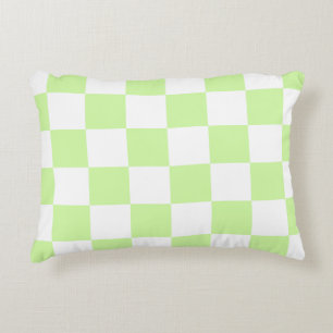 Pastel Green Chequered Gingham Pattern Decorative Cushion