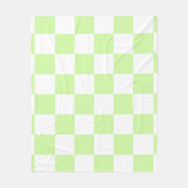 Pastel Green Chequered Gingham Pattern Fleece Blanket (Front)