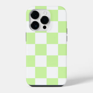 Pastel Green Chequered Gingham Pattern iPhone 14 Pro Case
