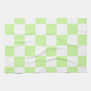 Pastel Green Chequered Gingham Pattern Tea Towel