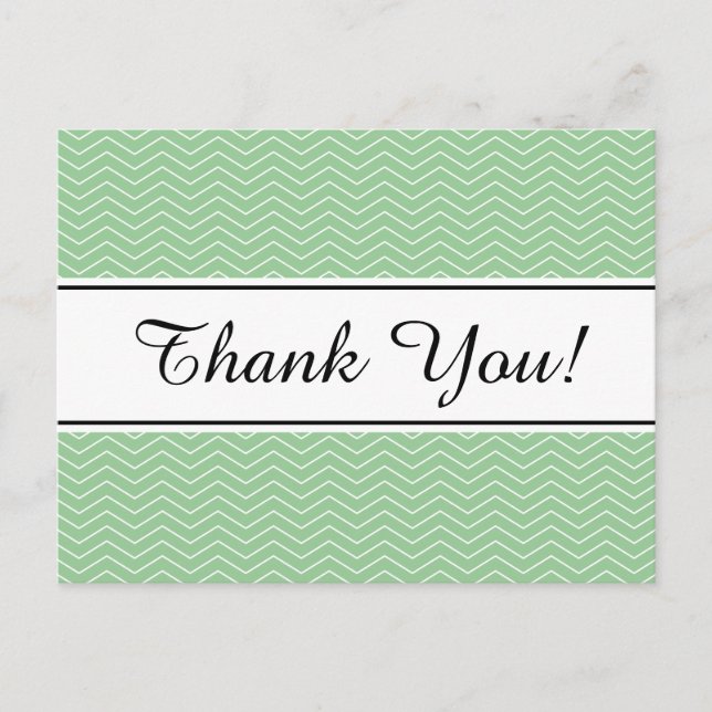 Pastel green chevron pattern thank you postcard (Front)