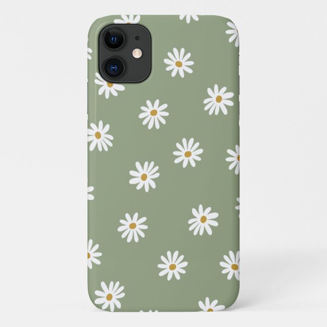 Pastel Green Daisy Flower Case-Mate iPhone Case (Back)