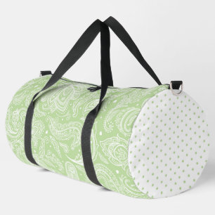 PASTEL GREEN ELABORATE PAISLEY PATTERN & DOTS DUFFLE BAG