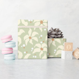 Pastel Green Elegant Floral Wrapping Paper
