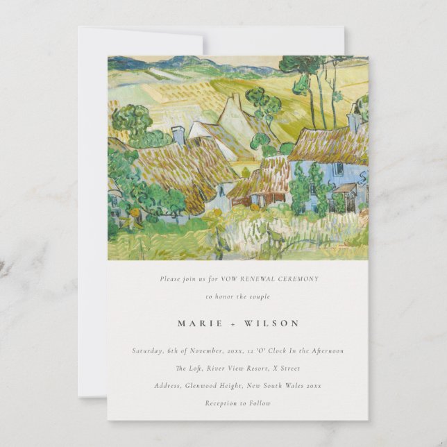 Pastel Green Fields Mountain Landscape Vow Renewal Invitation (Front)