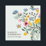 Pastel green floral bouquet whimsical illustration square business card<br><div class="desc">Pastel green floral bouquet whimsical illustration</div>