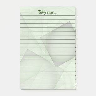 Pastel Green Geometric Background and Black Lines Post-it Notes