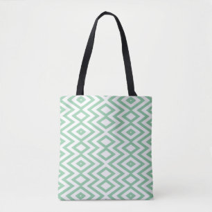 Pastel green geometric pattern tote bag