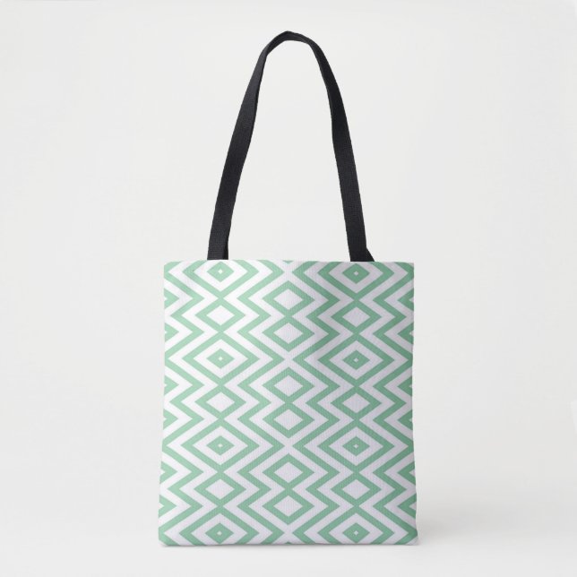 Pastel green geometric pattern tote bag (Front)