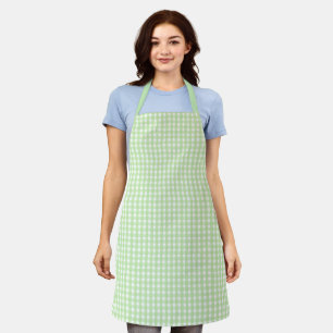 Pastel Green Gingham Pattern Apron
