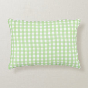 Pastel Green Gingham Pattern Decorative Cushion