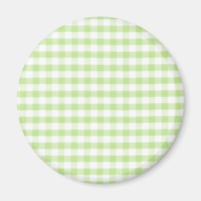 Pastel Green Gingham pattern Magnet (Front)