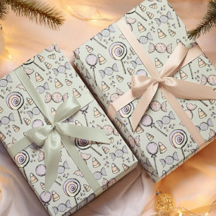 Pastel Green Halloween Candy Baby and Kids Wrapping Paper