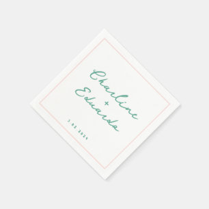 Pastel green Handwriting Retro Wedding Napkins