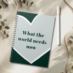 Pastel Green Heart Motivational Quote Emerald Notebook