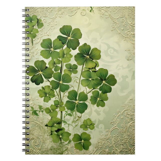 PASTEL GREEN INTRICATE LACE LOOK IRISH PATTERN NOTEBOOK (Front)
