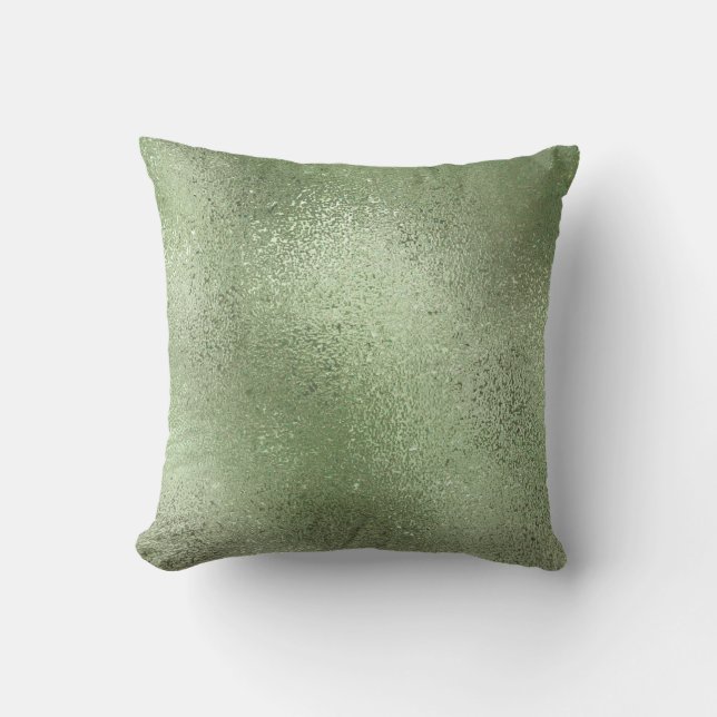 Pastel green iridescent shimmering background cushion (Front)