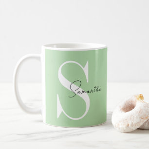 Pastel Green Monogram Classic Mug – Personalized