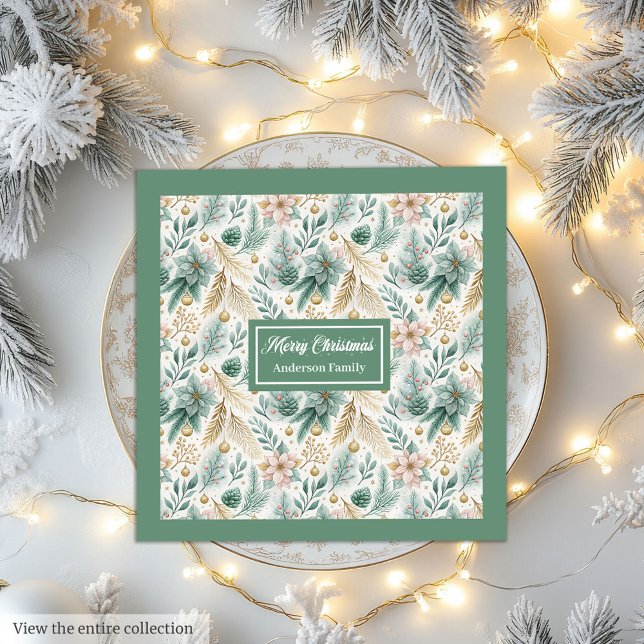Pastel Green Napkins Personalised Christmas Decor (Pastel Green Napkins Personalized Christmas Decor)
