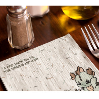 Pastel Green Orange Cute Cake Baby Dragon Napkin