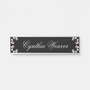 Pastel Green Orchids Hanging Desk Name Plate