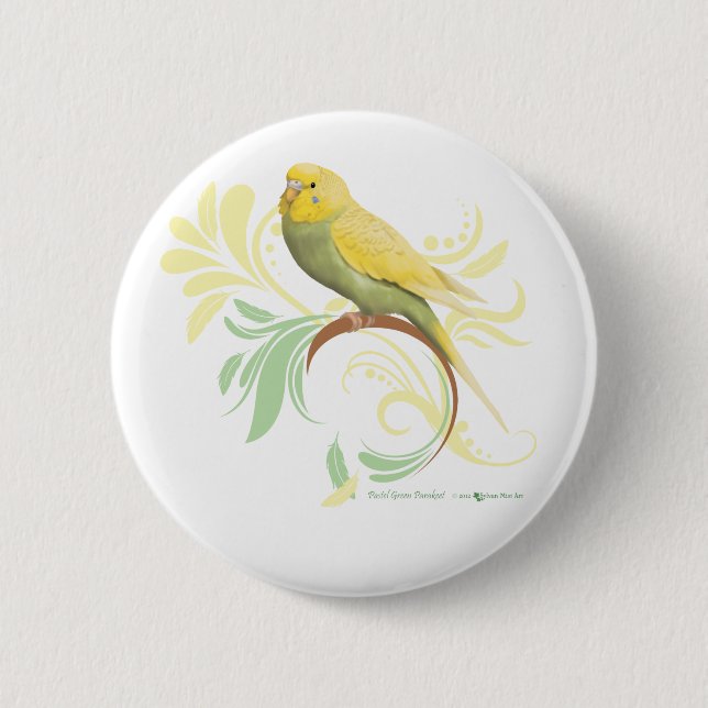 Pastel Green Parakeet 6 Cm Round Badge (Front)