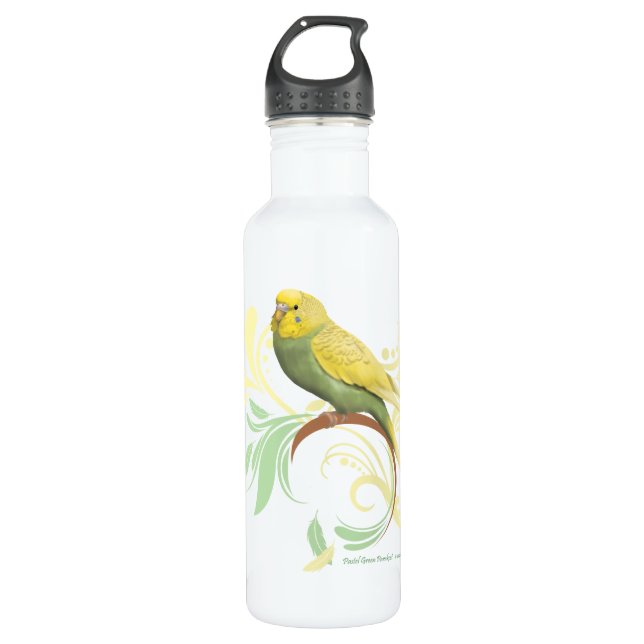 Pastel Green Parakeet 710 Ml Water Bottle (Front)