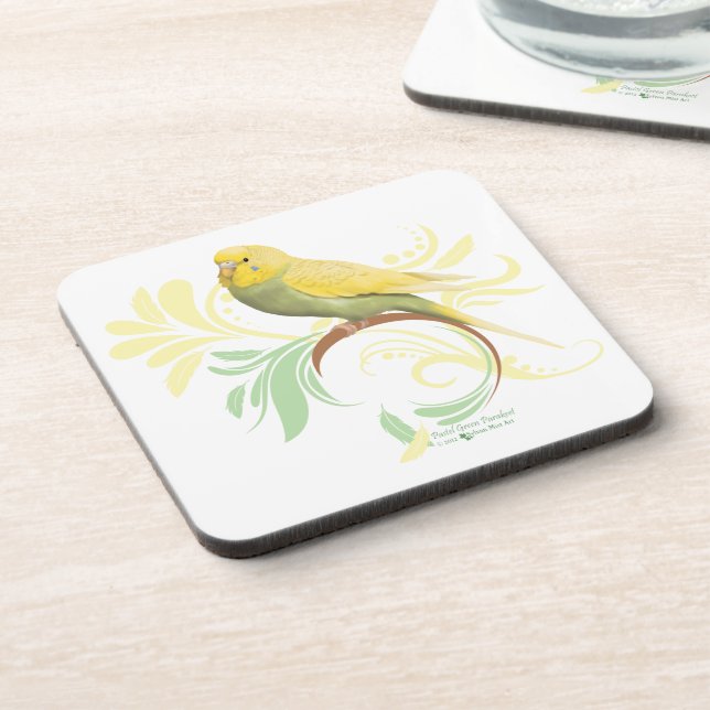 Pastel Green Parakeet Coaster (Left Side)