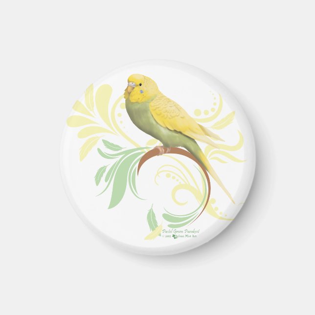 Pastel Green Parakeet Magnet (Front)