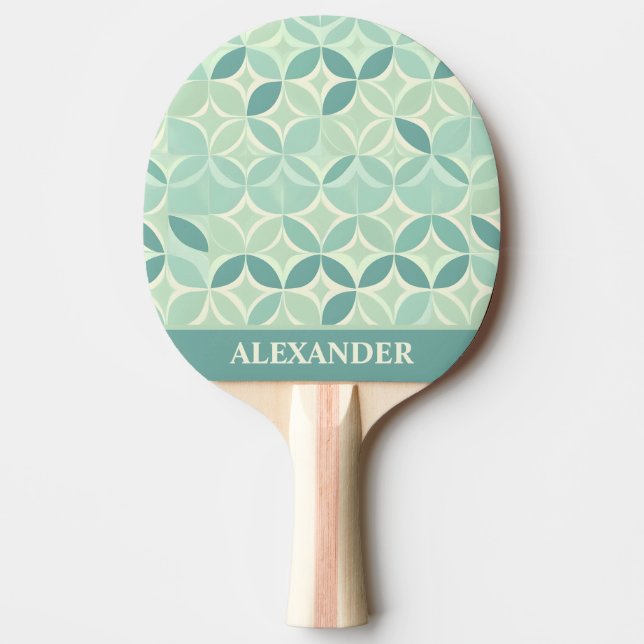 Pastel Green Personalised Abstract Pattern Ping Pong Paddle (Front)