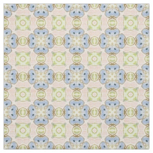 Pastel Green Pink Blue Cute Nouveau Mosaic Pattern Fabric