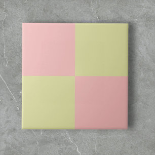 Pastel Green Pink Chequerboard Modern Minimalist Ceramic Tile