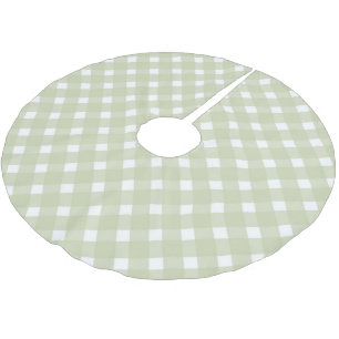 Pastel Green Plaid Christmas Tree Base Cover Brushed Polyester Tree Skirt