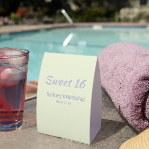 Pastel green purple sweet 16th birthday name bold