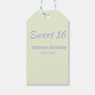 Pastel green purple sweet 16th birthday name bold gift tags