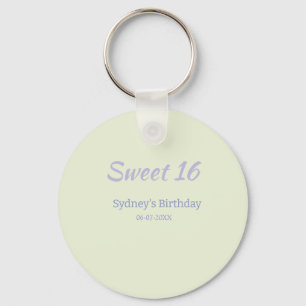 Pastel green purple sweet 16th birthday name bold key ring