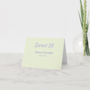 Pastel green purple sweet 16th birthday name bold thank you card