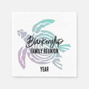 Pastel Green Purple Tribal Turtle Family Reunion  Napkin