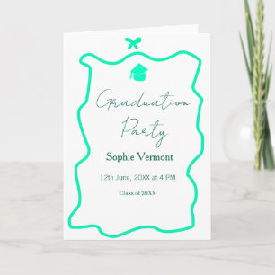 pastel green spanish border bow graduation party  card